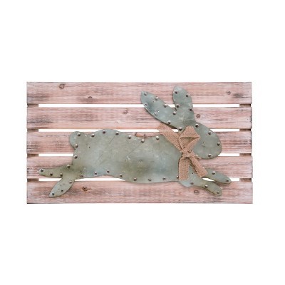 Transpac Wood 24" White Easter Bunny Accent Easter Wall Sign