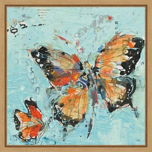 Amanti Art Monarch II Light Blue by Kellie Day Canvas Wall Art Print Framed 16-in. x 16-in. - 1 of 4