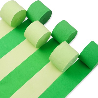 PartyWoo Crepe Paper Streamers Grass Green Pale Olive 6 Rolls 492 ft 1.8 in x 82 Ft Roll