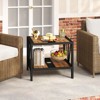 Tangkula 2PCS Outdoor Side Table 2-Tier Coffee End Table w/ 1.57" Umbrella Hole Storage Shelf - 4 of 4