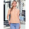 INSPIRE CHIC Women's Plaid Puff Short Sleeve Button Down Peter Pan Collar Shirt - 2 of 4
