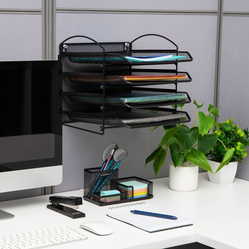 Mind Reader Network Collection Plastic 4-Tier Paper Tray File Storage Desk Organization Set Black, 2 of 8