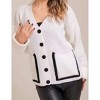Women's Color Block Cardigan V-Neck Button Front Knit Sweater with Pockets - 4 of 4