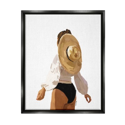 Stupell Industries Woman with Sun Hat Framed Floater Canvas Wall Art