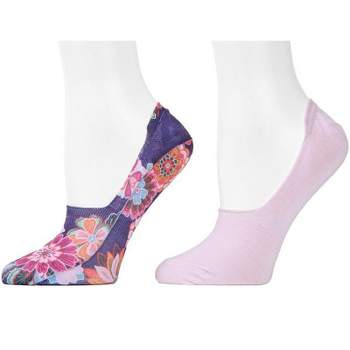 Natori Funky Floral No-Show Liner Socks 2-Pack 9-11