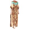 HAPPY BAY Women's House Daily Routine Evening Wear Maxi Slit Dresses Caftan Dashiki Casual Long Cover up Caftans for Women Plus One Size Brown,Animal - 4 of 4