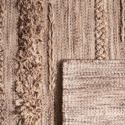 Handwoven Brown and Beige Wool Cotton Runner Rug