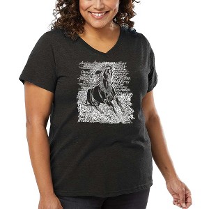 LA Pop Art Women's Word Art V-Neck - POPULAR HORSE BREEDS - 1 of 4