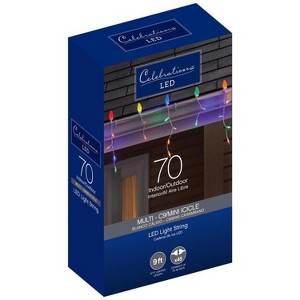 Celebrations Icicle Christmas Lights, Blue LED C9 Multicolored 70 ct - 9 ft. - 1 of 2