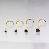 Jewelry Avalanche Black Moissanite 22G 14K Gold Nose Screw Nose Stud - 2 of 4