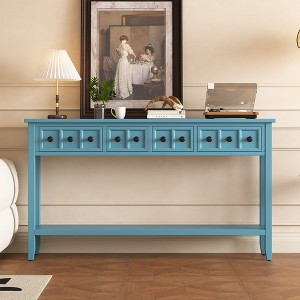 NicBex Rustic Console Table with Storage,Entryway Table with Two Size of 4 Drawers & Long Shelf,Foyer Tables for Entryway,Living Room,Hallway - 1 of 4