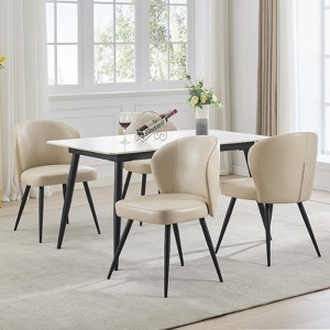 PU Leather Dining Chairs Set of 4,Mid Century Dining Room and Kitchen Chairs,265lbs Load Capacity Upholstered Accent Chairs with Steel Legs - 1 of 4