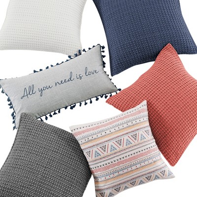 Adobe Cotton Waffle 20" Square Decorative Pillow