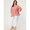 Agnes Orinda Women's Plus Size Stylish Tie Neck 3/4 Ruffle Sleeves Work Office Blouses - 3 of 4