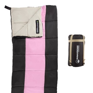 Leisure Sports Kids' Lightweight Sleeping Bag With Carrying Bag for Camping and Sleepovers - Pink/Black - 1 of 4