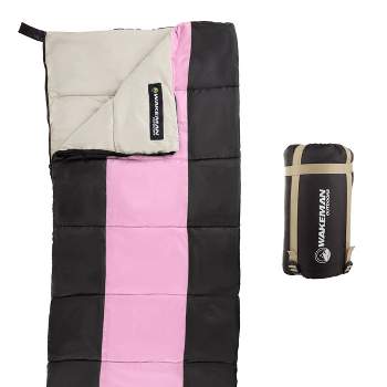 Leisure Sports Kids' Lightweight Sleeping Bag With Carrying Bag for Camping and Sleepovers - Pink/Black