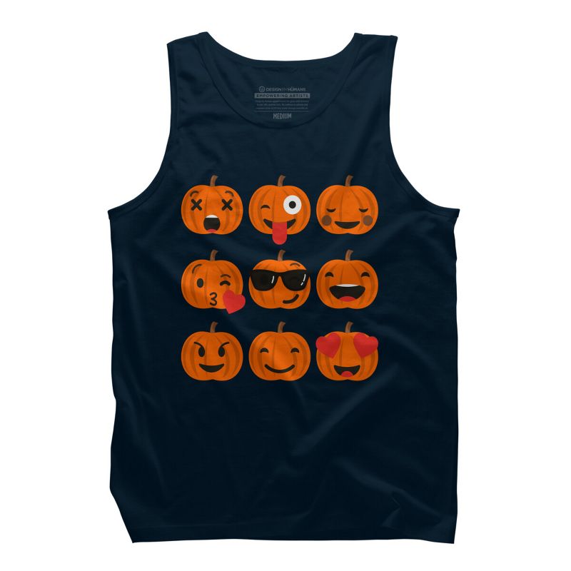 Men's Design By Humans Halloween Pumpkins Emoji By honeytree Tank Top, 1 of 4