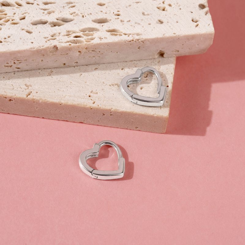Girls' Heart Shaped Hoop Sterling Silver Earrings - In Season Jewelry, 6 of 8