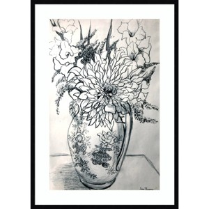 Amanti Art Flowers in a Patterned Jug by Thewsey Joan Wood Framed Wall Art Print - 1 of 4
