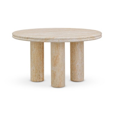 TOV Furniture Amora Faux Travertine Indoor/Outdoor 26" Round Accent Table