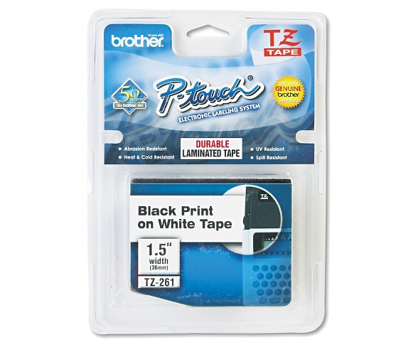 Brother P-Touch TZe Standard Adhesive Laminated Labeling Tape - Black/White