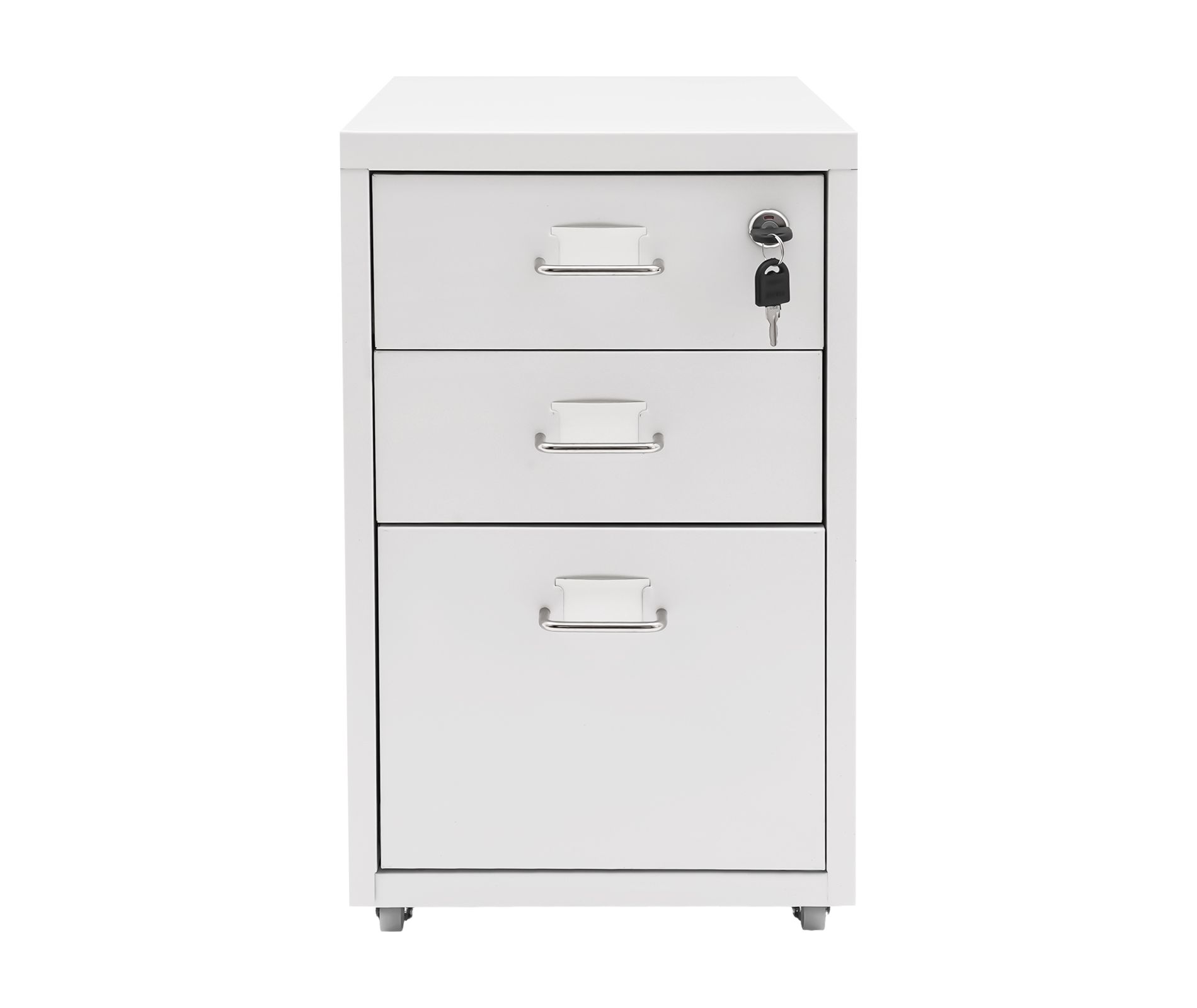 YIYIBYUS 3-Drawer Vertical File Cabinet, Metal Mobile File Cabinet with Lock and Wheels