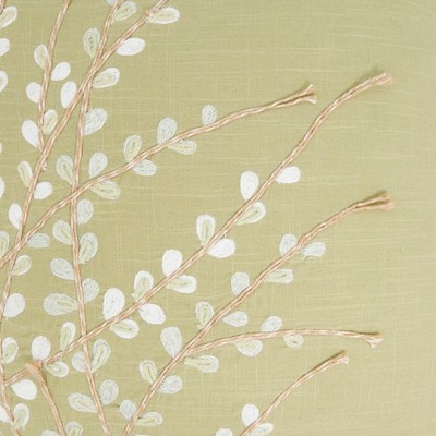 Green Cotton Embroidered Euro Pillow Cover, 18"x18"