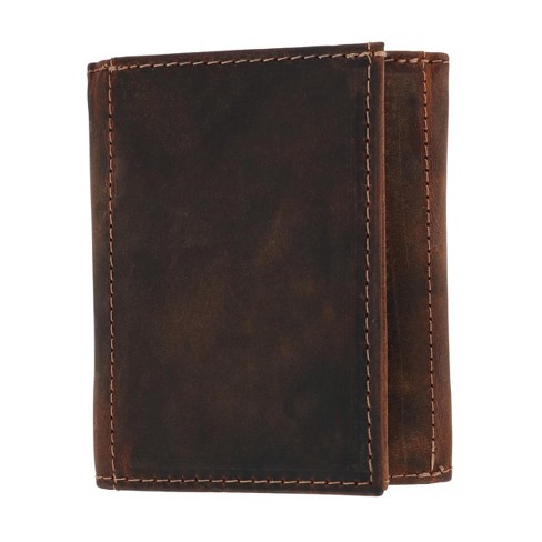 Ctm Men s Leather Minimalist Trifold Wallet Brown Target