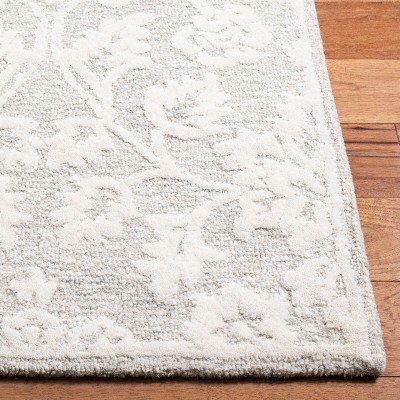 Beige and Ivory Hand-Tufted Wool and Viscose Floral Area Rug