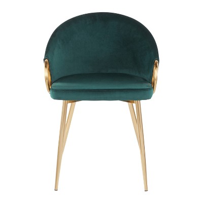 Emerald Green Velvet Upholstered Dining Chair with Gold Metal Frame