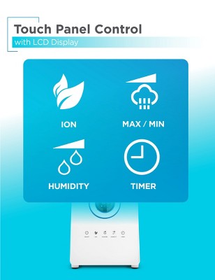 White Ultrasonic Humidifier with Remote and Digital Touch Panel