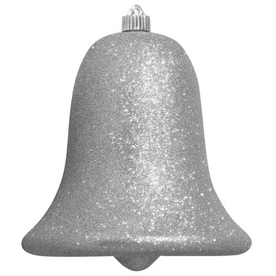 Christmas by Krebs 9" Silver Shatterproof Glitter Christmas Bell Ornament