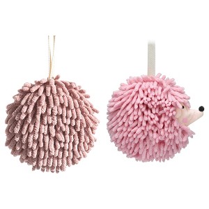 REGALWOVEN 2 Pcs Comfortable Soft Absorbent Chenille Ball Fuzzy Hand Towel for Home Decor - 1 of 4