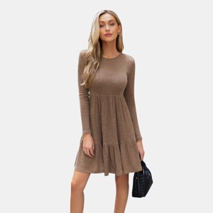 Women's Ribbed Knit Tiered Babydoll Mini Sweater Dress - Cupshe - 1 of 4
