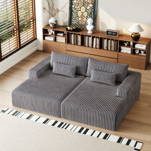 102" Cloud Plush Sectional Chaise with Reclining Sofa Bed - No Assembly, Modern Indoor Lounge - 1 of 4