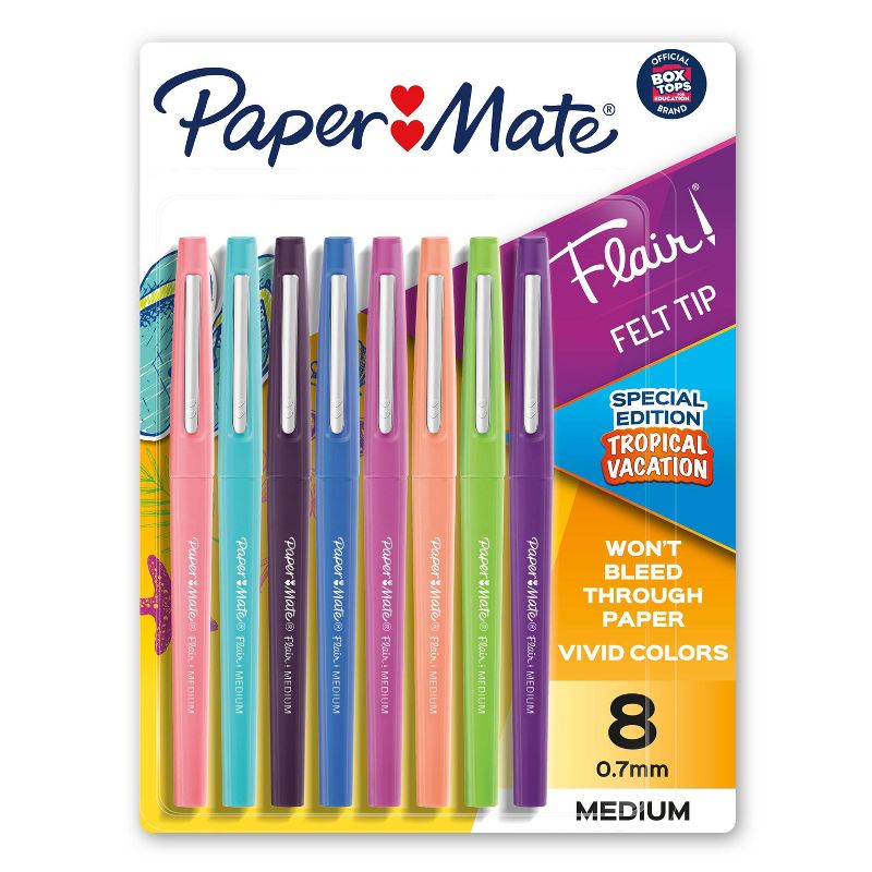 Paper Mate Flair 8pk Tropical Vacation Felt Pens 0.7mm Medium Tip Multicolored, 1 of 12