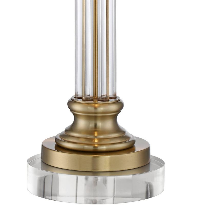 Vienna Full Spectrum Rolland Traditional Table Lamp with Round Riser 31 1/2" Tall Antique Brass Crystal Off White Drum Shade for Bedroom Living Room, 5 of 7
