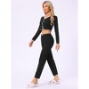 INSPIRE CHIC Women's Long Sleeve Full Length Solid Flounce Pajama Set Lounge Set - 3 of 4
