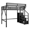 Sapphtopaz Metal Loft Bed with Stairs, Wardrobe, Safety Guardrail & Storage Shelves, High Loft Bed for Kids, Teens & Adults, Space-Saving - 3 of 4