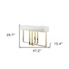 47" White Wood and Gold Stainless Steel Sled Console Table With Two Drawers - 3 of 4