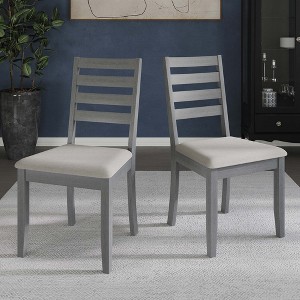 ChaletPosh Wooden Dining Chair With Warm Grey Cover (Set of 2) - 1 of 4
