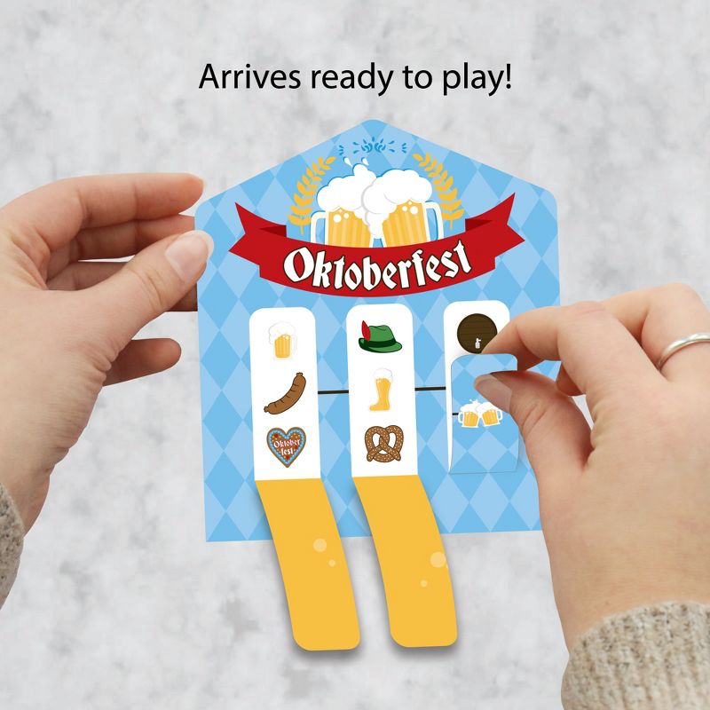 Big Dot of Happiness Oktoberfest - German Beer Festival Game Pickle Cards - Pull Tabs 3-in-a-Row - Set of 12, 2 of 7