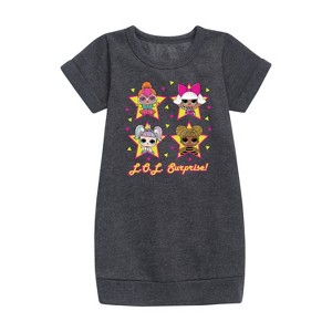 - LOL Surprise! - Queen Bee, Neon QT, Deva, & Sugar Graphic Short Sleeve Fleece Dress - 1 of 2