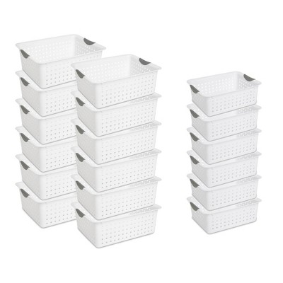 Sterilite Ultra Storage Basket with Handles for At Home or Classroom Organization, in Size Large (12 Pack), Medium (6 Pack), White