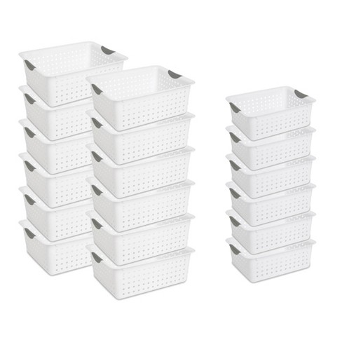 Sterilite Medium Ultra Plastic Storage Organizer Basket with Handles, (12  Pack)