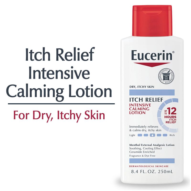 Eucerin Itch Relief Intensive Calming Lotion for Sensitive Dry Skin Unscented - 8.4 fl oz, 3 of 17