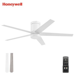 Honeywell Graceshire 52 Inch Indoor Modern Ceiling Fan with LED Light, Remote Control, 5 Blade Airflow Fixture, Adjustable Temp, White - 1 of 4