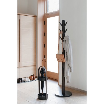 Flapper Sleek Black/Walnut 9-Hook Freestanding Coat Rack