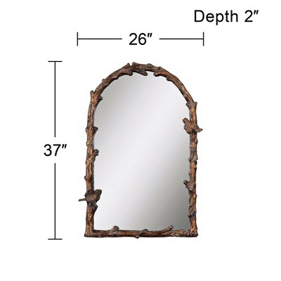 Antique Gold Leaf Arch Mirror with Distressed Frame and Songbird Accents