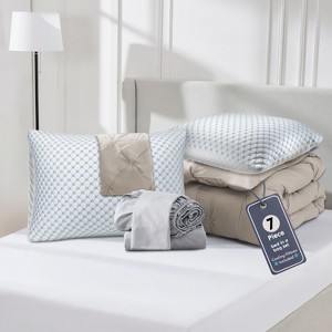 Nestl Comforter Set, 9 Piece Pinch Pleated Bedding Set, Bed in a Bag, All season Bed Set with Cooling Pillows - 1 of 4